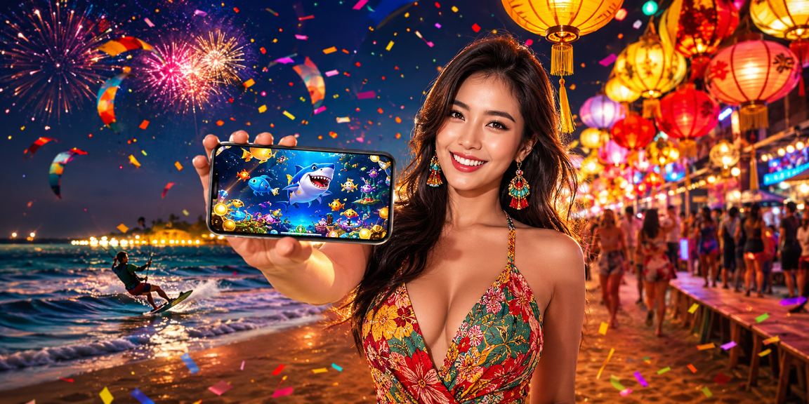 Người dùng tại Mũi Né chơi game bắn cá trên điện thoại tại chợ đêm