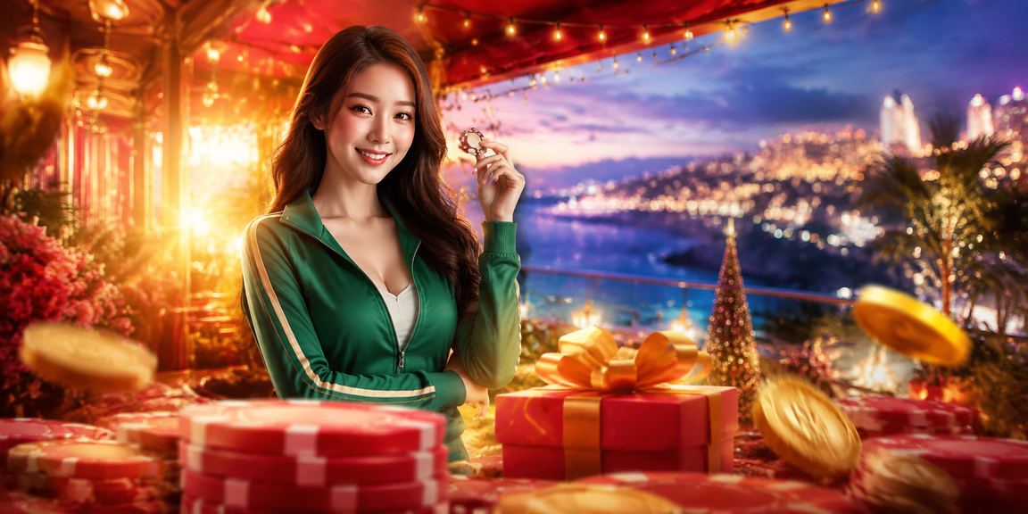 Bàn casino trực tuyến với cờ Việt Nam và đèn neon